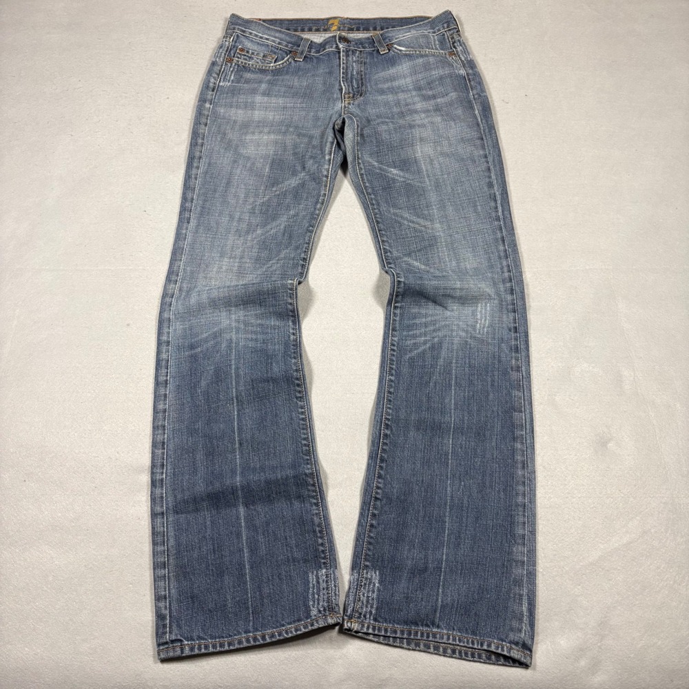 7 For All Mankind Low Rise Bootcut Jeans Womens 29 Faded Blue Denim 75B061U-061U